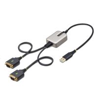 StarTech.com 2ft (60cm) 2-Port USB to Serial Adapter Cable, Interchangeable DB9 Screws/Nuts, COM Ret