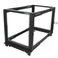 StarTech 12U Adjustable Depth Open Frame 4 Post Server Rack w/ Casters / Levelers and Cable Management Hooks