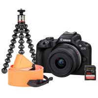 Canon EOS R50 Camera Kit inc RF-S 18-45mm Lens, Sandisk 128GB SD Card,  Neck Strap & Joby Gorillapod 500 - Black