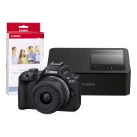 Canon EOS R50 Camera inc RF-S 18-45mm Lens, CP1500 Printer and KP-36IP 36 Shots Ink/Paper - Black