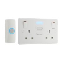 BG Electrical Nexus Double Switched 13A Power Socket with Door Chime - White