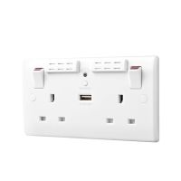 BG Electrical 13A 2 Gang Switched Socket with Wi-Fi Extender + 1x USB-A 2.1A Round Edge White