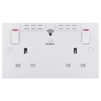 BG Electrical Square Edge 13A 2 Gang Switched Socket with Wi-Fi Extender - White