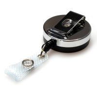 Digital ID Heavy Duty 41mm Diameter Badge Reel with Black Plastic Front & Chrome Back, Belt Clip, 80