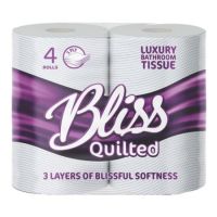 Bliss 3 Ply Bliss Luxury Quilted Toilet Rolls - 10 Packs Of 4 Rolls