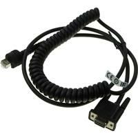 Connection Cable RS-232, 9 Pins, Female, coiled, for external Power Supply, 2.4m, IP67