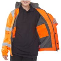 BEESWIFT Bomber Jacket Fleece Lined Hi Vis Orange Xl