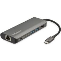 StarTech USB C Multiport Adapter - USB-C Travel Dock to 4K HDMI, 3x USB 3.0 Hub, SD/SDHC, GbE, 60W PD 3.0 Pass-Through - Portable USB-C Mini Docking Station USB Type-C/Thunderbolt 3