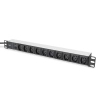 Digitus aluminum outlet strip, 10 outlets, 2 m supply IEC C14 plug