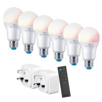 4lite WiZ Connected Smart Lighting Kit including 6x E27 Large Screw Bulbs, 1x Remote Control & 2x 3-