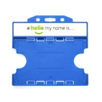 Digital ID 'Hello My Name Is' Light Blue Open-Faced Dual-Sided ID Card Holders - Landscape (Pack of 100)