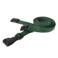 Digital ID 10mm Recycled Plain Dark Green Lanyards with Plastic J Clip (Pack of 100)