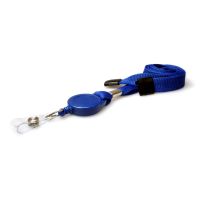 Digital ID 16mm Mid Blue Tubular Flexiweave Breakaway Lanyards with attached Mini Yoyo Card Reel & C