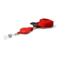 Digital ID 16mm Red Tubular Flexiweave Breakaway Lanyards with attached Mini Yoyo Card Reel & Clear 