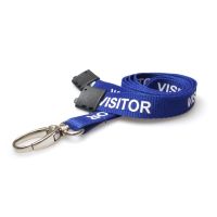 Digital ID 15mm Visitor Royal Blue Flat Woven BreakAway Lanyard with Metal Lobster Clip (Pack of 100