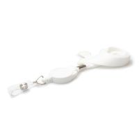 Digital ID 16mm White Tubular Flexiweave Breakaway Lanyards with attached Mini Yoyo Card Reel & Clea