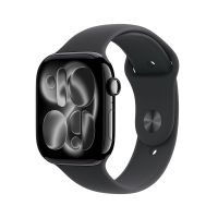 Apple Watch Series 11 GPS + Cellular 46mm Jet Black Aluminium Case with Black Sport Band - S/M