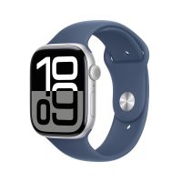 APPLE Watch Series 10 GPS + Cellular 46mm Silver Aluminium Case with Denim Sport Band - S/M