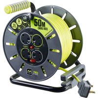 MASTERPLUG 50m 4-Socket 13A Heavy Duty Extension Lead Cable Reel