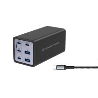 Conceptronic 6-Port 200W GaN USB PD Charger with USB-C Charging Cable, USB-C x 4, USB-A x 2, QC 3.0, PD 3.1, PPS