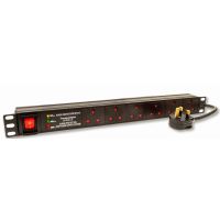 LMS 1U 6 Way High Density Horizontal 13A Switched 19" PDU / Power Bar w/ Surge Protection (Rackmount