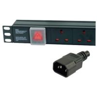 LMS 1U 6 Way Horizontal 13A Switched 19" PDU / Power Bar > IEC Plug - 3m Cable (Rackmount)