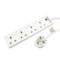 TARGET 5m 4 Gang Surge Protected LED Indicator UK Mains Extension - White