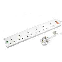 TARGET 5m 6 Gang Surge Protected LED Indicator UK Mains Extension - White