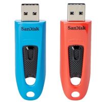 SanDisk Ultra - USB-Flash-Laufwerk - 64 GB - USB 3.0 - Blau, Rot (Packung mit 2)
