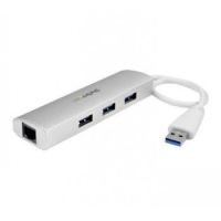 StarTech 3-Port Portable USB 3.0 Hub plus Gigabit Ethernet - Built-In Cable