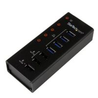 StarTech 4 Port USB 3.0 Hub plus 3 Dedicated USB Charging Ports (2 x 1A & 1 x 2A) - Wall Mountable Metal Enclosure