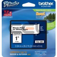 Brother TZE-251CIV DirectLabel black on white Laminat 24mm x 8m for Brother P-Touch TZ 3.5-24mm/HSE/36mm/6-24mm/6-36mm