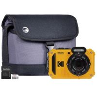 Kodak PIXPRO WPZ2 16MP 4x Zoom Tough Compact Camera - Yellow - Camera + Sandisk 32GB SD Card + Syste