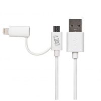 Maplin USB-A to 2 in 1 Connectors Lightning and Micro USB-B Cable 1m