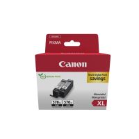 Canon 0318C010/PGI-570PGBKXL Ink cartridge black high-capacity pigmented twin pack Blister with security, 2x1K pages ISO/IEC 24711 22ml Pack=2 for Canon Pixma MG 5750/7750