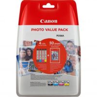 Canon 0332C005/CLI-571XL Ink cartridge multi pack Bk,C,M,Y high-capacity + Photopaper 50 sheet 11ml Pack=4 for Canon Pixma MG 5750/7750