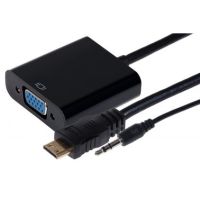 Maplin Mini HDMI Male to VGA Female + 3.5mm Audio Jack Port Adapter 0.15m Cable