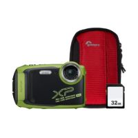 Fujifilm Finepix XP140 16.4MP 5x Zoom Tough Compact Camera, 32GB SD Card & Case - Lime Green