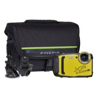 Fujifilm Finepix XP140 16.4MP 5x Zoom Tough Compact Camera, Bicycle Mount, Suction Mount & Bag - Yel