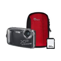 Fujifilm Finepix XP140 16.4MP 5x Zoom Tough Compact Camera, 64GB SD Card & Case - Graphite