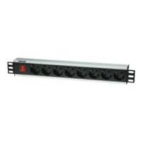 19" Rackmount 8-Way Power Strip - German Type, With On/Off Switch, No Surge P