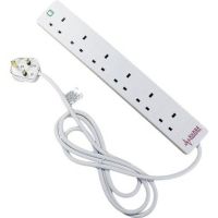 Cablenet 6 Way UK White 13Amp Surge Protected Power Strip with 2m Lead