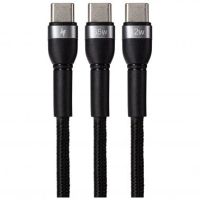 Maplin PRO USB-C to Dual USB-C 65W Braided Cable - Black, 1.2m