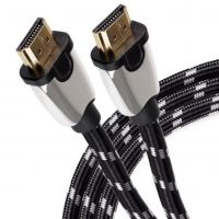 Maplin HDMI to HDMI 4K Ultra HD Braided Cable with Gold Connectors - Black, 1m