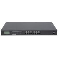 16-Port Gigabit Ethernet PoE+ Switch with 2 SFP Ports, LCD Display, IEEE 802.