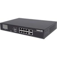 8-Port Gigabit Ethernet PoE+ Switch with 2 RJ45 Gigabit Uplink Ports and LCD