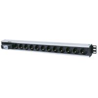 Vertical Rackmount 12-Way Power Strip - German Type, With Single Air Switch,