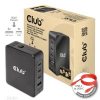 CLUB3D International Travel Charger 140W GaN technology, Four port USB Type-A(1x) and -C(3x), PPS + Power Delivery(PD) 3.1 Support