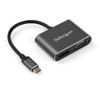 StarTech USB C Multiport Video Adapter - USB-C to 4K 60Hz DisplayPort 1.2 or 1080p VGA Monitor Adapter - USB Type-C 2-in-1 DP (HBR2 HDR)/VGA Display Converter- Thunderbolt 3 Compatible