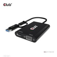 CLUB3D USB Gen1 Type-C/-A to Dual HDMI (4K/30Hz) / VGA (1080/60Hz)